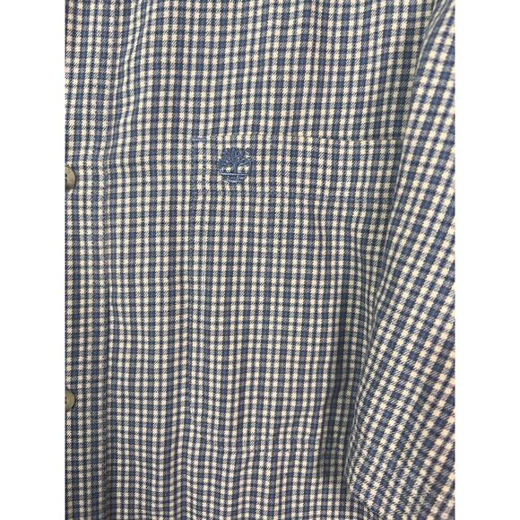 Timberland Men's Short Sleeved Button Down Blue White Plaid Shirt Size XL - Picture 2 of 6